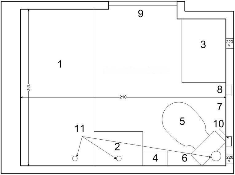 Планировка ванной комнаты